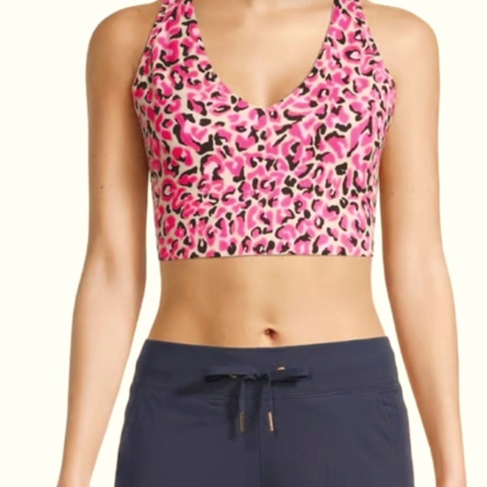 Lily Pulitzer Luxletic Lindsay sports bra UPF pink leopard print size medium